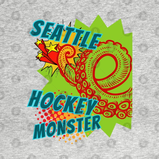 Seattle Hockey Monster! Get KRAK 'EN!  Retro Pop Art Hockey Style by SwagOMart